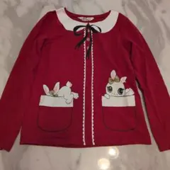 クリスマス）H＆M うさぎプリントの赤い長袖Tシャツ