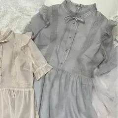 evelyn 肩フリルリボンシアーロングOP