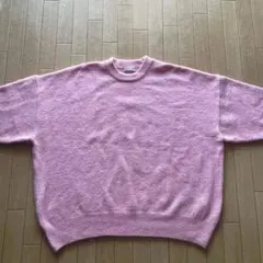 ピンク 長袖ニットセーター