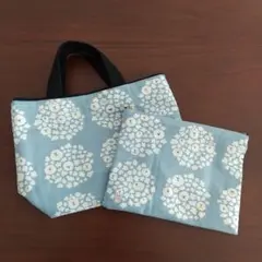 トートバッグ ポーチ セット ハンドメイド　北欧　花柄　2個セット　お散歩バック
