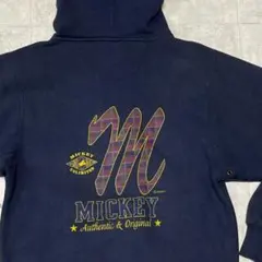 90s MICKEY ハーフジップパーカー バックデザイン USA企画