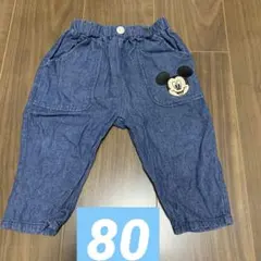 Disney 100 ミッキー　デニムパンツ 長ズボン　80