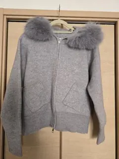 ファー付きグレー パーカー Lサイズ