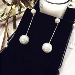 パール ピアス ダブルパール ゴールド シルバー925 きれいめ 白 金