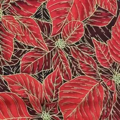 71117 ポインセチア　ゴールド　クリスマス　輸入生地　ロバートカフマン