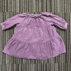 petit main コーデュロイ　コットン ワンピース 80 パープル