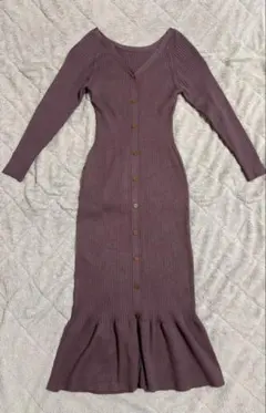 スナイデル　フロントボタンニットワンピース モカ　ブラウン系