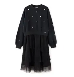 新品未使用　140cm メゾピアノジュニア　チュールスカートドッキングワンピース