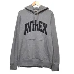 AVREX アビレックス　スウェットパーカー　デカロゴ　ヘザーグレー　LARGE