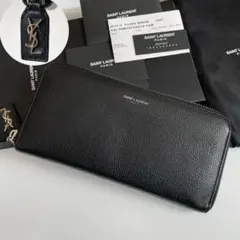 【美品】サンローラン YSL 長財布 ラウンドファスナー レザー 黒