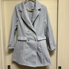 ライトブルー ダブルブレスト トレンチコート
