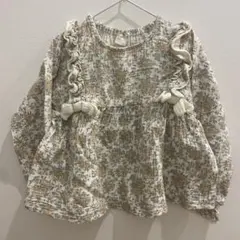 120サイズ　tete a tete 花柄フリル長袖ブラウス
