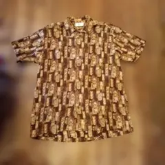 GROS BEC 総柄シャツ 半袖 ブラウン系 Mのサムネイル