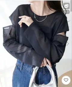 DISCOAT tシャツ シアー肩開きプルオーバー レディース