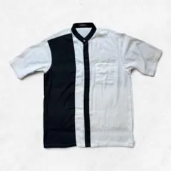 デザインシャツ 80's 90's スタンドカラー モノトーン 昭和レトロ