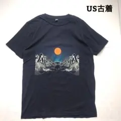 US古着アメリカ古着 半袖Tシャツ プリントTシャツ グラフィック 山 太陽 黒