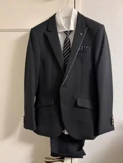 男子　CHOPIN 黒スーツ 150サイズ シャツ　ネクタイ付き