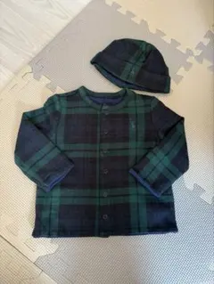 Ralph Lauren チェック柄カーディガン&帽子set 70〜80㎝