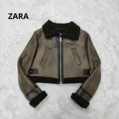 ZARA ムートンコート ヴィンテージ調 ショートジャケット 伸縮性 L