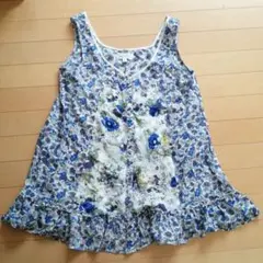レディース　花柄　チュニック　ノースリーブ