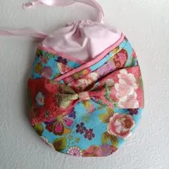 着物風 ハンドメイド 巾着袋