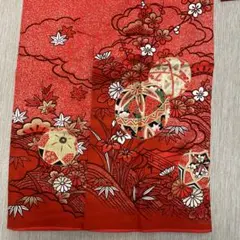 七五三用 赤色 花柄 和風衣装 鞠 着物 襦袢