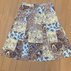 スキャパ40 ペイズリー柄 フレアスカート 水色のサムネイル