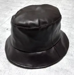 希少品！ カシラ バケット ジャングル サファリ レザー ハット ブラック 黒革 希少品！ カシラ バケット ジャングル サファリ レザー ハット