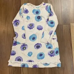 ハッカキッズ 130 定番　ワンピース　水色　花柄　トレーナー　薄手