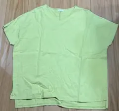 Tシャツ Vネック 綿100％ トップス　ライムイエローのサムネイル