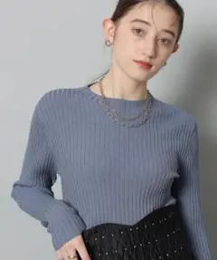 【リランドチュール】７分袖ラメニット　Mサイズ　モデレートブルー