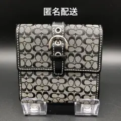 COACH コーチ 二つ折り財布 ミニシグネチャー ベルトデザイン ブラック系