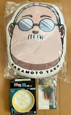 一番くじ サカモトデイズ E賞 坂本太郎フェイスクッション、アクスタ、絵皿