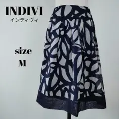 【a654】INDIVI インディヴィ 美品 台形 スカート M 薄手 総柄