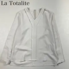 ラトータリテ 美品 ダブルクロス Vネック ブラウス とろみ オフィスカジュアル