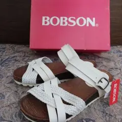 BOBSON サンダル ホワイト 編み込み ダブルクロス Lサイズのサムネイル