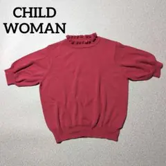 CHILD WOMAN✨ 綿14GG衿フリル5分袖プルオーバー ピンクのサムネイル