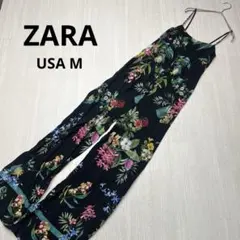 ● ZARA 花柄　フラワー　オーバーオール　サロペット　レーヨン　とろみ