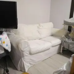 都内直接引取5000円☆【IKEA】グローンリード 2人掛けソファ ホワイト 