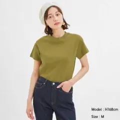 GU オリーブ コットン 半袖Tシャツ