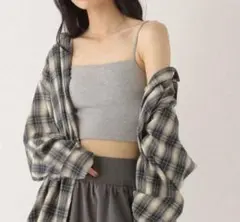 Heather カップ付きリブキャミ