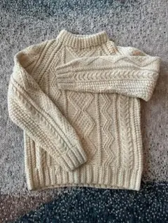 【古着】クリーム色 ケーブルニットセーター