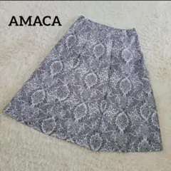 美品 AMACA アマカ ペイズリー柄 総柄 フレアスカート 40のサムネイル