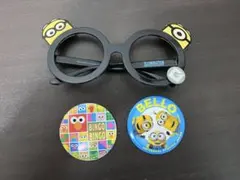 ミニオンメガネと缶バッジ