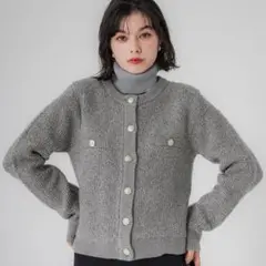 【新品未使用】coca ループ編み 金ボタン ニットジャケット