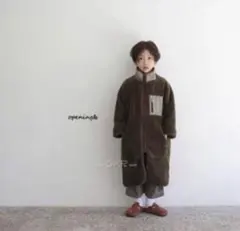 opening n*キッズ*ボアロングコート*カーキ*S*90〜100