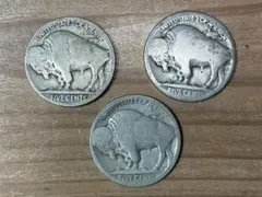 バッファロー　コイン　３枚セット　アメリカ　旧貨幣　インデアン