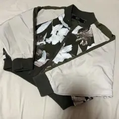 フラワー総柄ミリタリーBZ MA-1ジャケット 花柄 オリーブグリーン