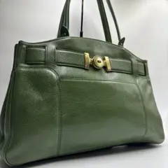 美品✨COLE HAAN トートバッグ レザー ゴールド金具 グリーン A4可のサムネイル