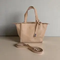 【美品】銀座かねまつ 本革 2WAY ベージュ ショルダー / ハンドバッグ